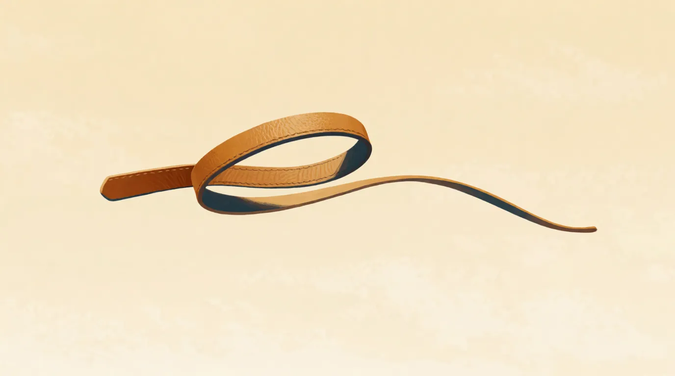 A whip mid-crack with a tight loop traveling along its length toward the thin end