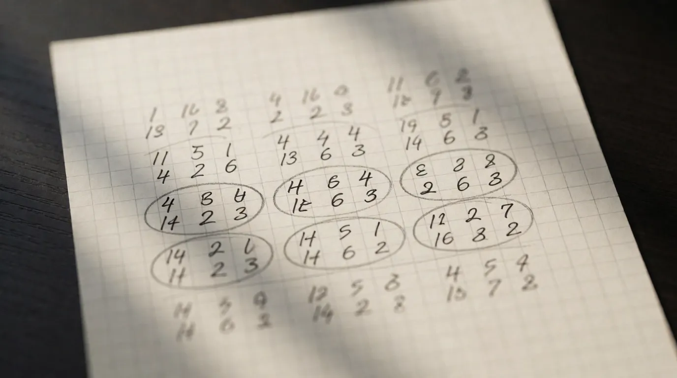 A photograph of a handwritten table of sunrise and sunset times on squared paper with three rows circled